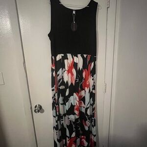 Floral Black and Red Maxi Dress